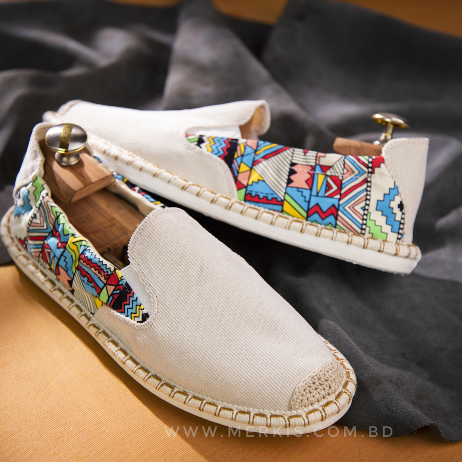 Mens fabric sales slip on shoes