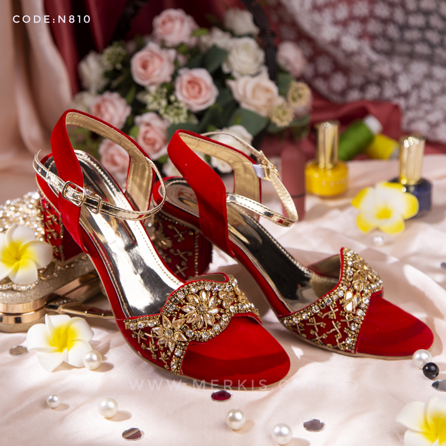 3D Flower Heels with Chiffon Petals and Pearls | Bella Belle
