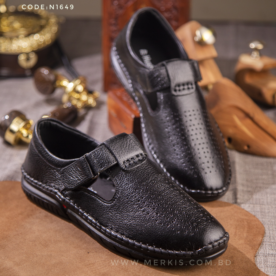 Black New Leather Sandal For Men | Walk with Purpose | Merkis