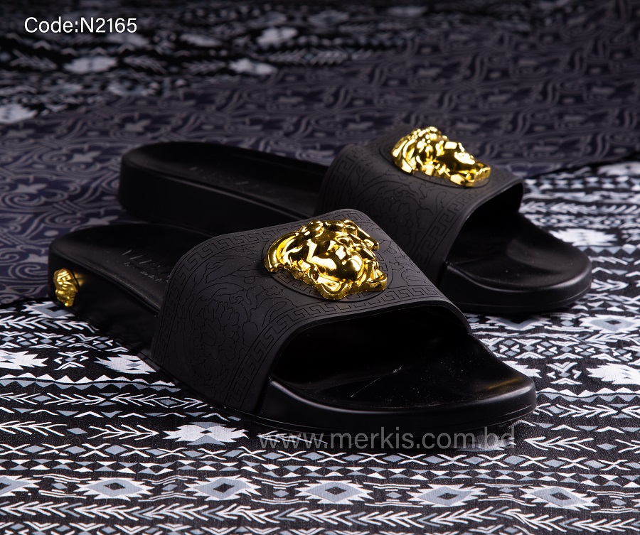 Black Versace Slide Slippers BD | Elevate Your Steps | Merkis