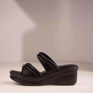 Comfortable Black Open-Toe Women's Wedges