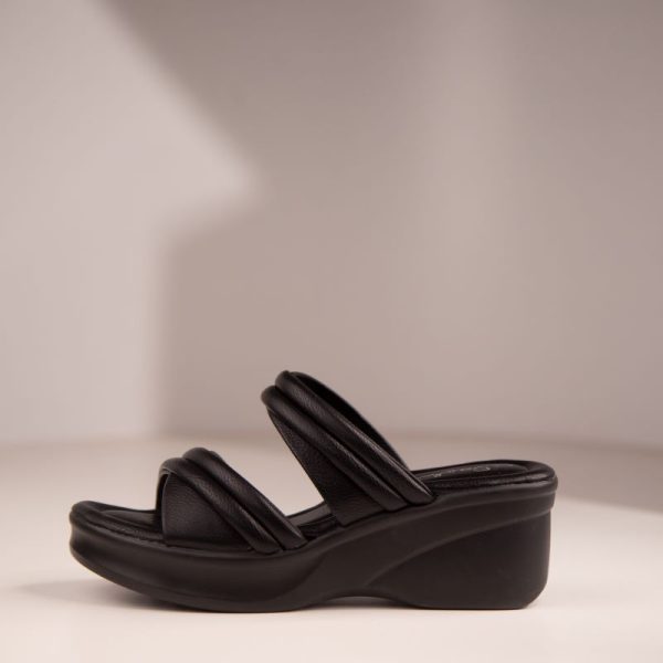 Comfortable Black Open-Toe Women's Wedges