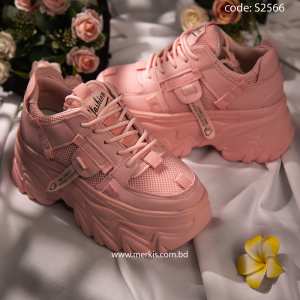 Trendy Ladies Pink High Heel Sneaker