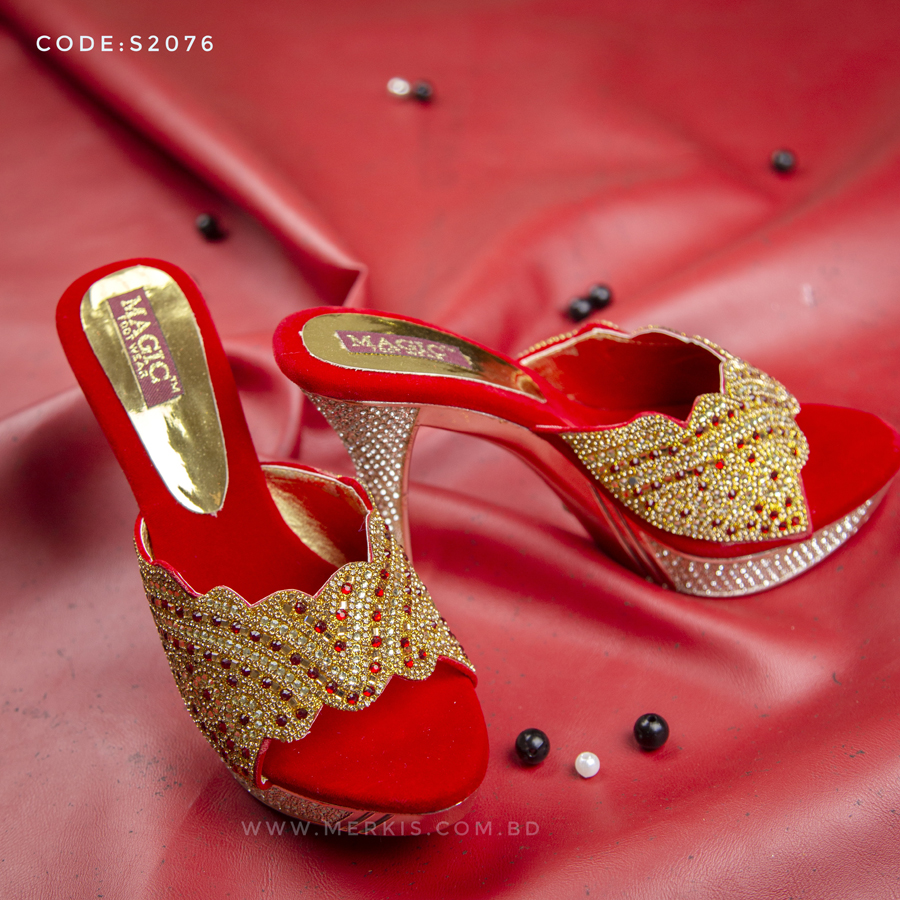 Trendy stylish Red Bridal heels for women | Red color wedge heels