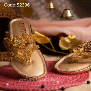 S2396 | Golden Party Wear Pakistani Sandal
