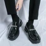 Unique Patent Chain Platform Shoe for Men