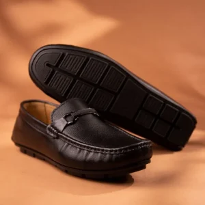 Stylish Black Leather Loafer with Doctor Insole
