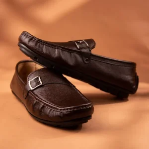 Brown Leather Buckle Loafer with Doctor Insole