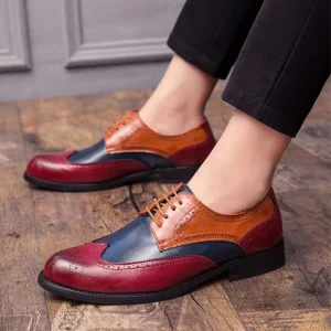 Stylish Three Tone Wingtip Brogue Formal Shoes For Men