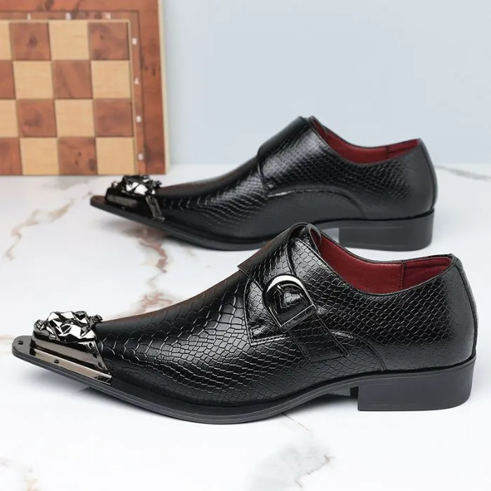 Monk Strap Dress Shoes with Metal Pointed Toe