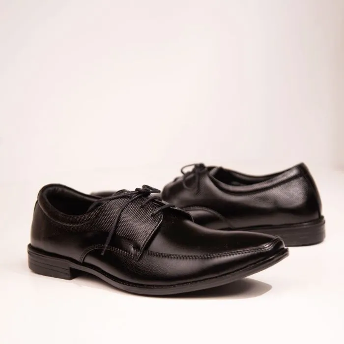 Black Genuine Leather Moc Toe Derby Dress Shoes