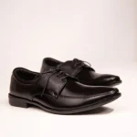 Black Genuine Leather Moc Toe Derby Dress Shoes