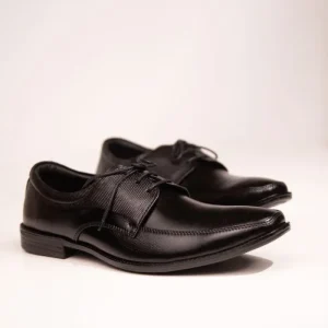 Black Genuine Leather Moc Toe Derby Dress Shoes
