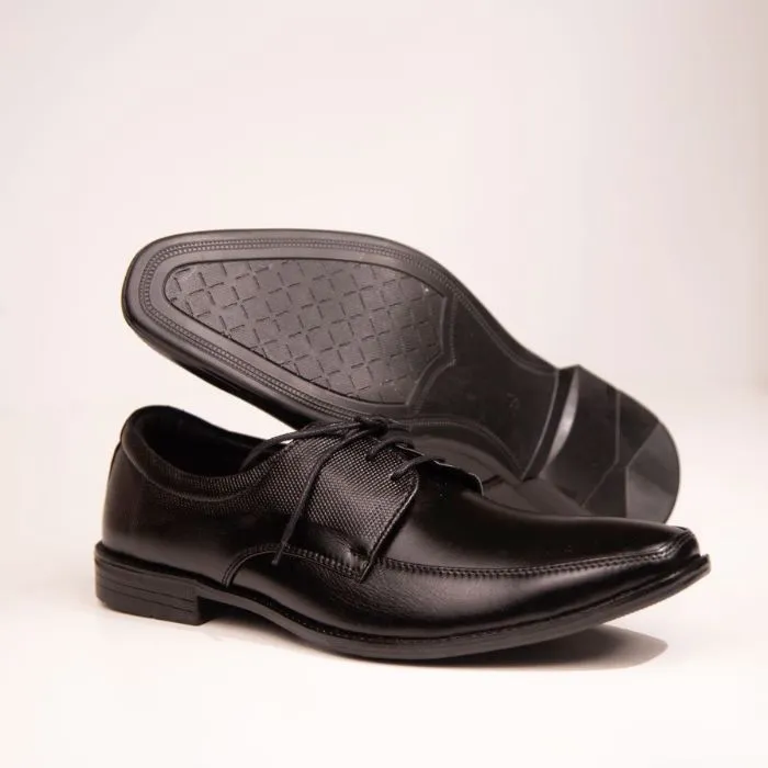 Black Genuine Leather Moc Toe Derby Dress Shoes