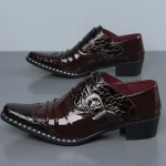 Premium Crocodile Pattern Glossy Formal Derby Shoes For Men