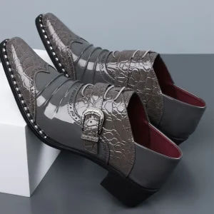 Premium Crocodile Pattern Glossy Formal Derby Shoes