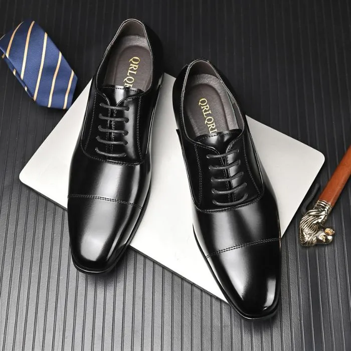Black PU Leather Lace Up Oxford Formal Shoes for Men