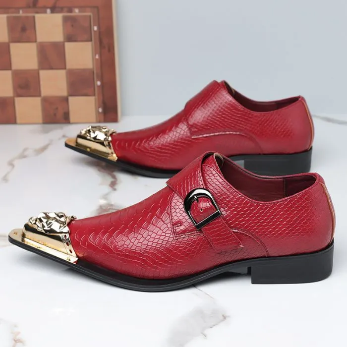 Stylish Monk Strap Dress Shoes with Metal Pointed Toe