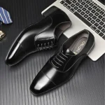 Black PU Leather Lace Up Oxford Formal Shoes for Men