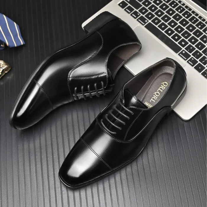 Black PU Leather Lace Up Oxford Formal Shoes for Men