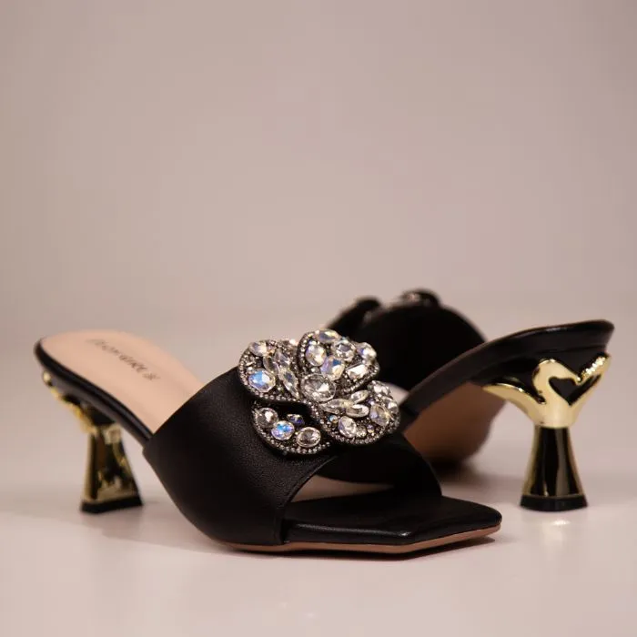 Party Crystal Flower Heel Shoe For Women