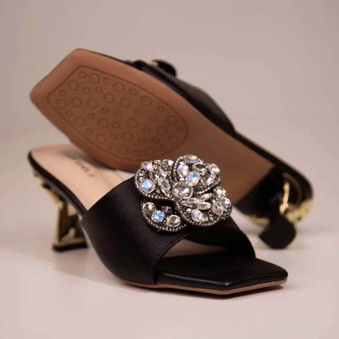 Party Crystal Flower Heel Shoe For Women