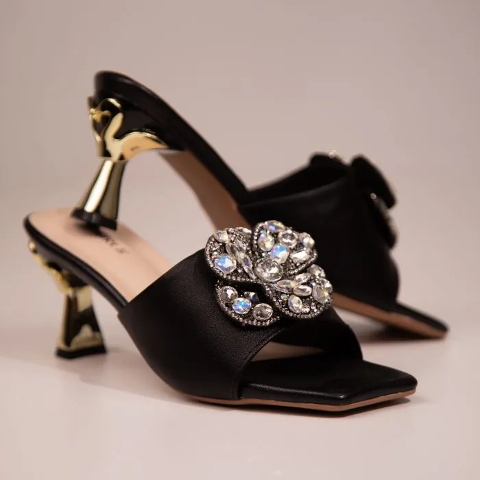 Party Crystal Flower Heel Shoe For Women