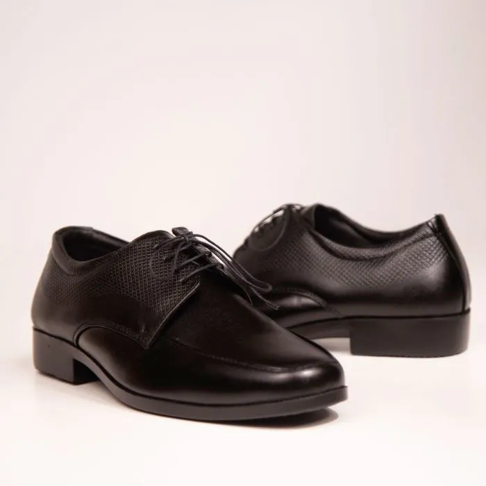 Genuine Leather Mixed Texture Plain Toe Derby Dress Shoes
